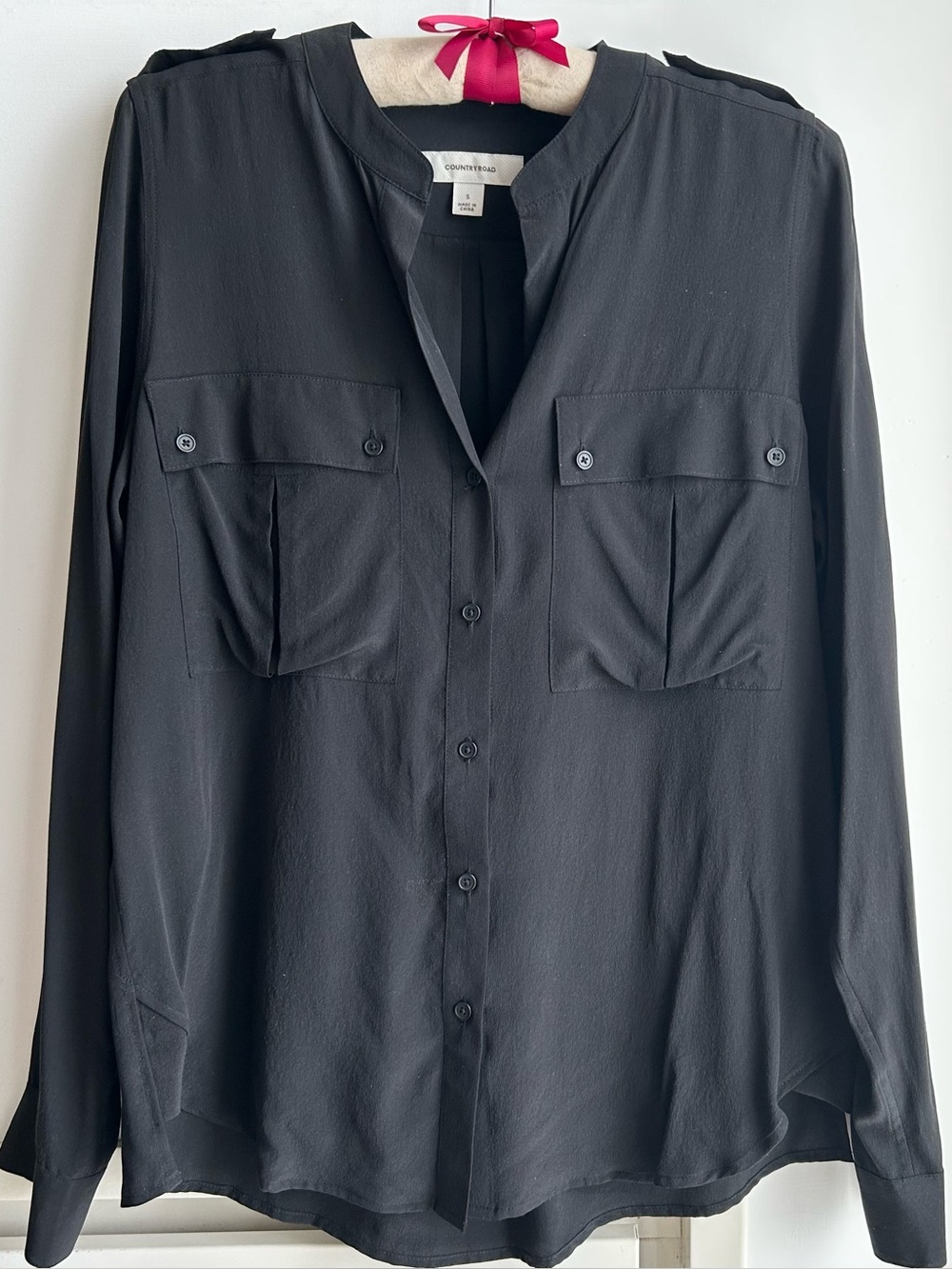 Country Road Black Button-Front Utility Shirt Jacket